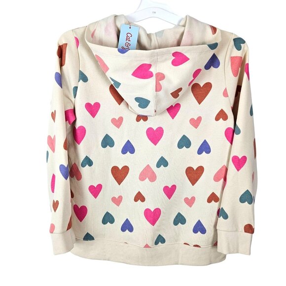 Cat & Jack Girls Heart Print Hoodie Jacket Size XL Plus (14)  Zip-Up Warm Soft - Picture 3 of 10